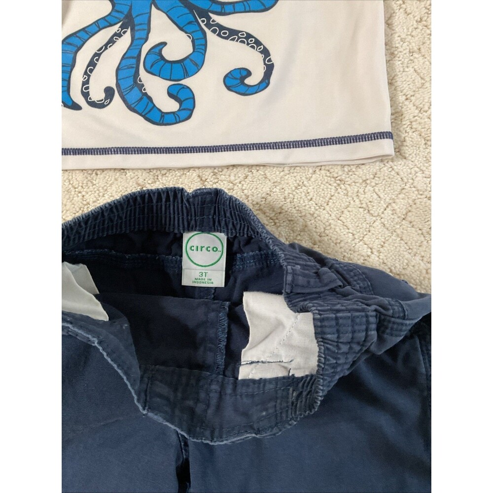 Boys Carter’s T-Shirt(4t) White & Circo Pull-on Shorts(3t) Blue Set - Picture 12 of 15